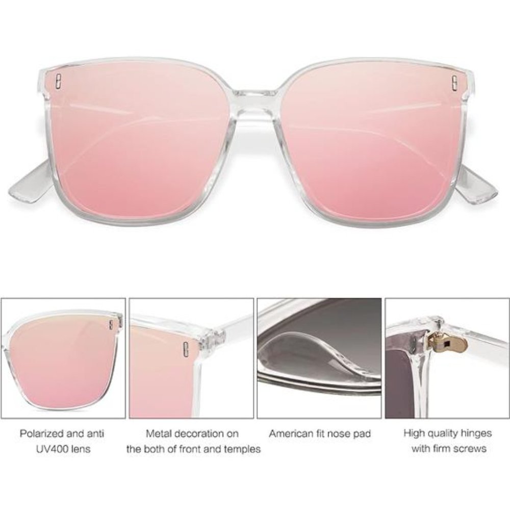 Pink Womens Summer Cute Trendy Oversized Sunglasses for Women and Men - Picture 4 of 6